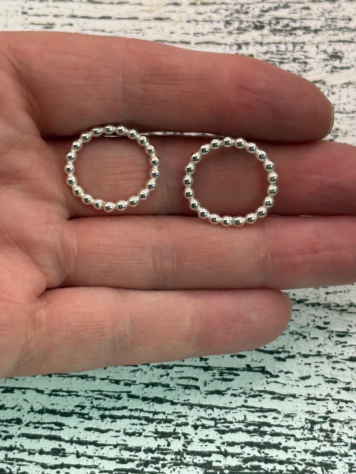 Beaded Hoops of Sterling Silver