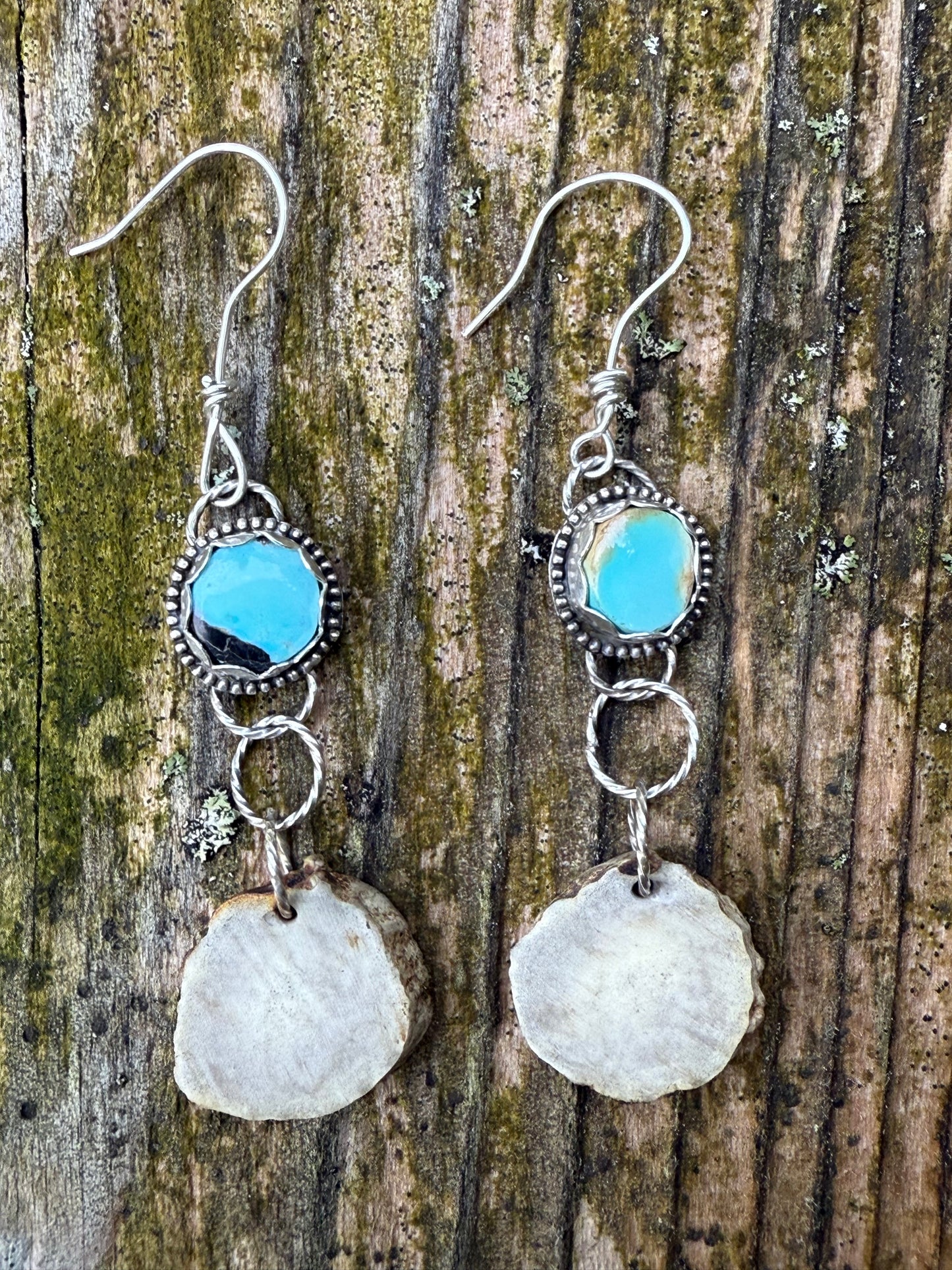 Turquoise and Antler Earrings