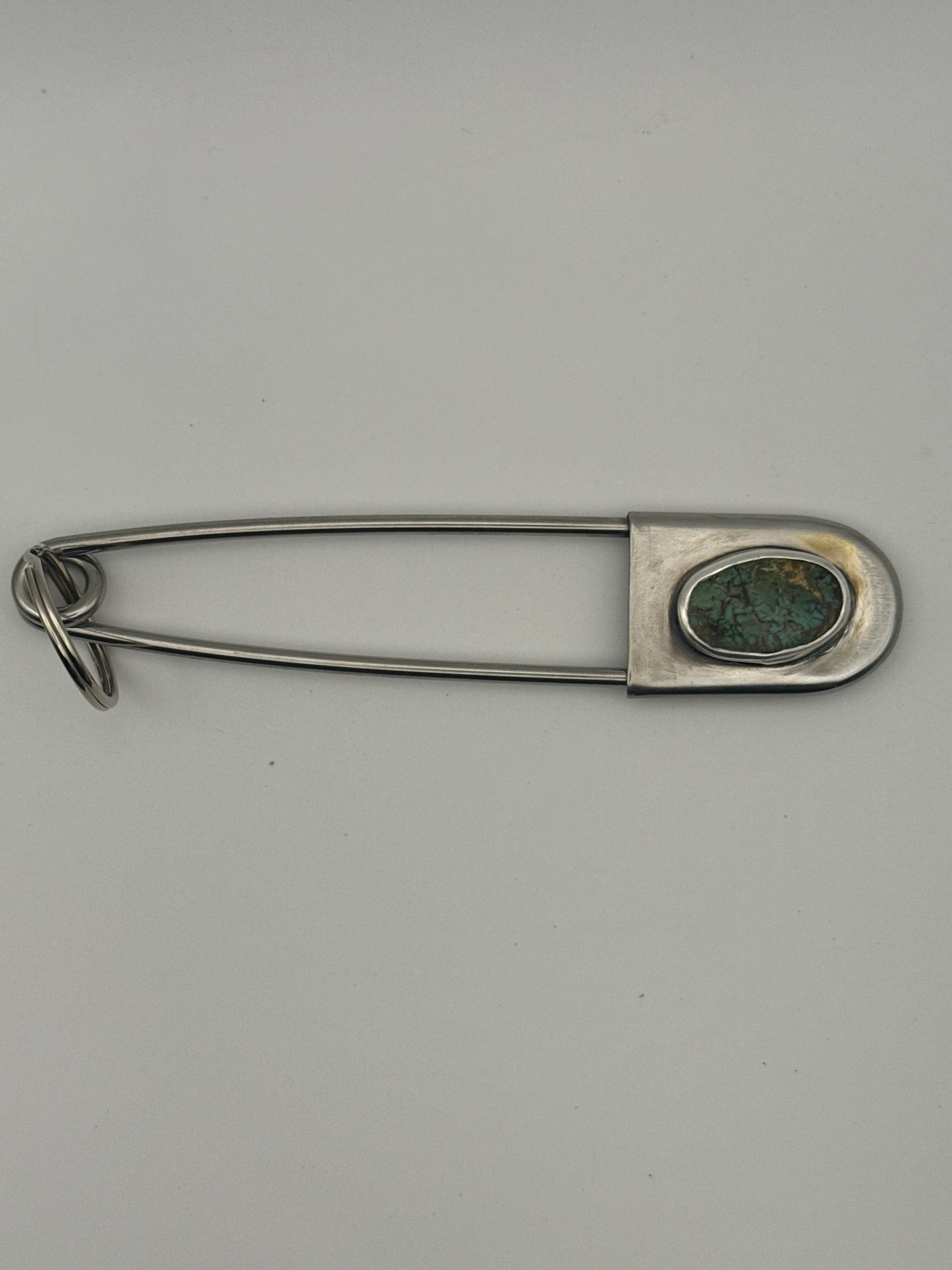 Turquoise Safety Pin Key Chain #1