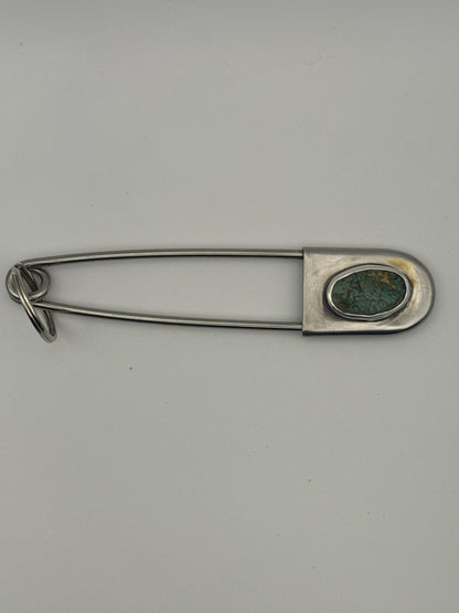 Turquoise Safety Pin Key Chain #1