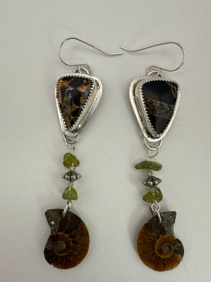 Fossil and Iron Buffalo Earrings
