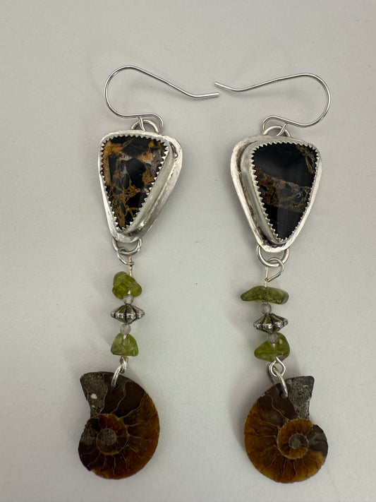 Fossil and Iron Buffalo Earrings