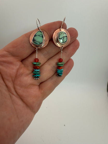 Copper and Variscite Earrings