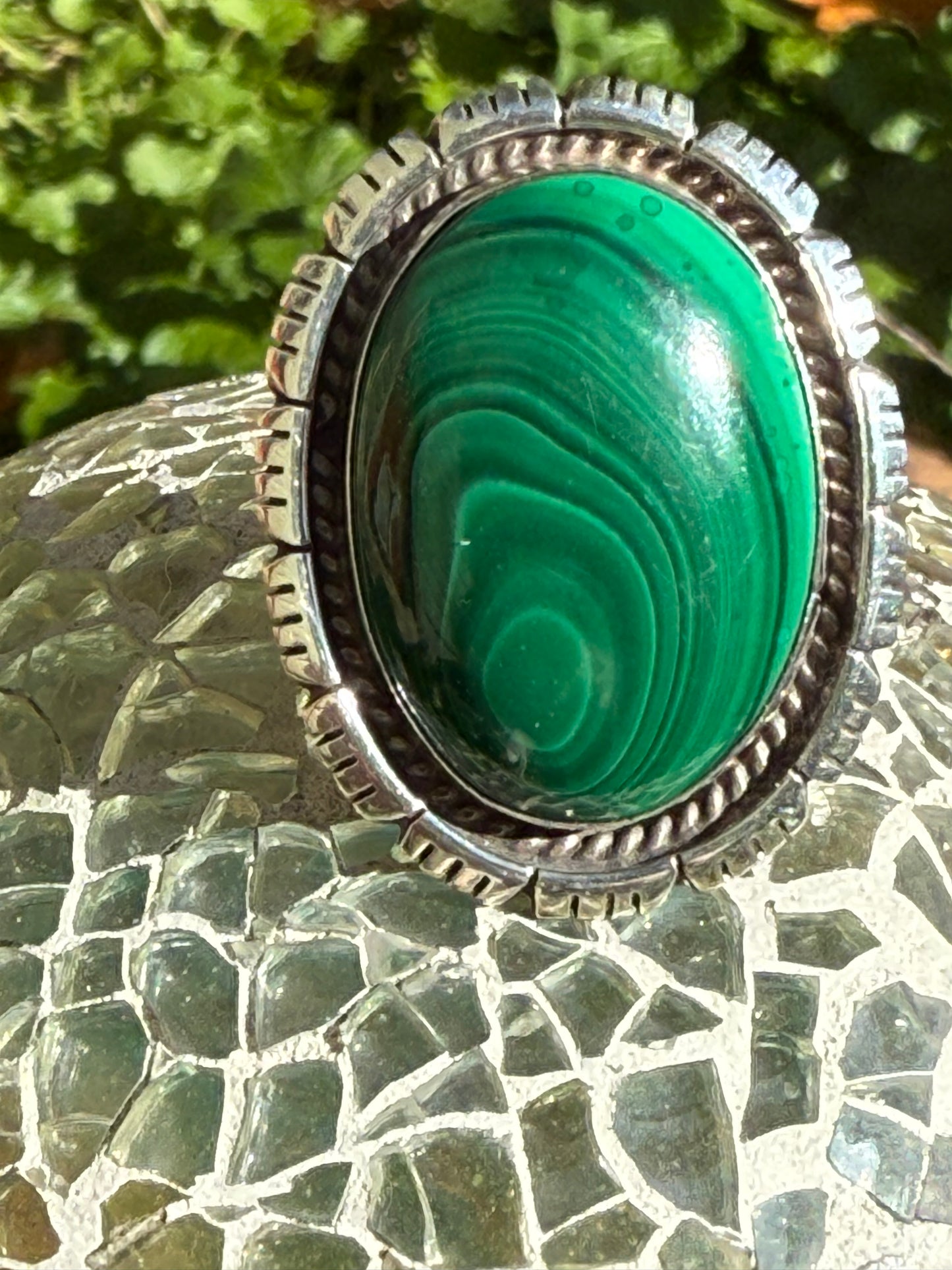 Vintage Malachite signed ring