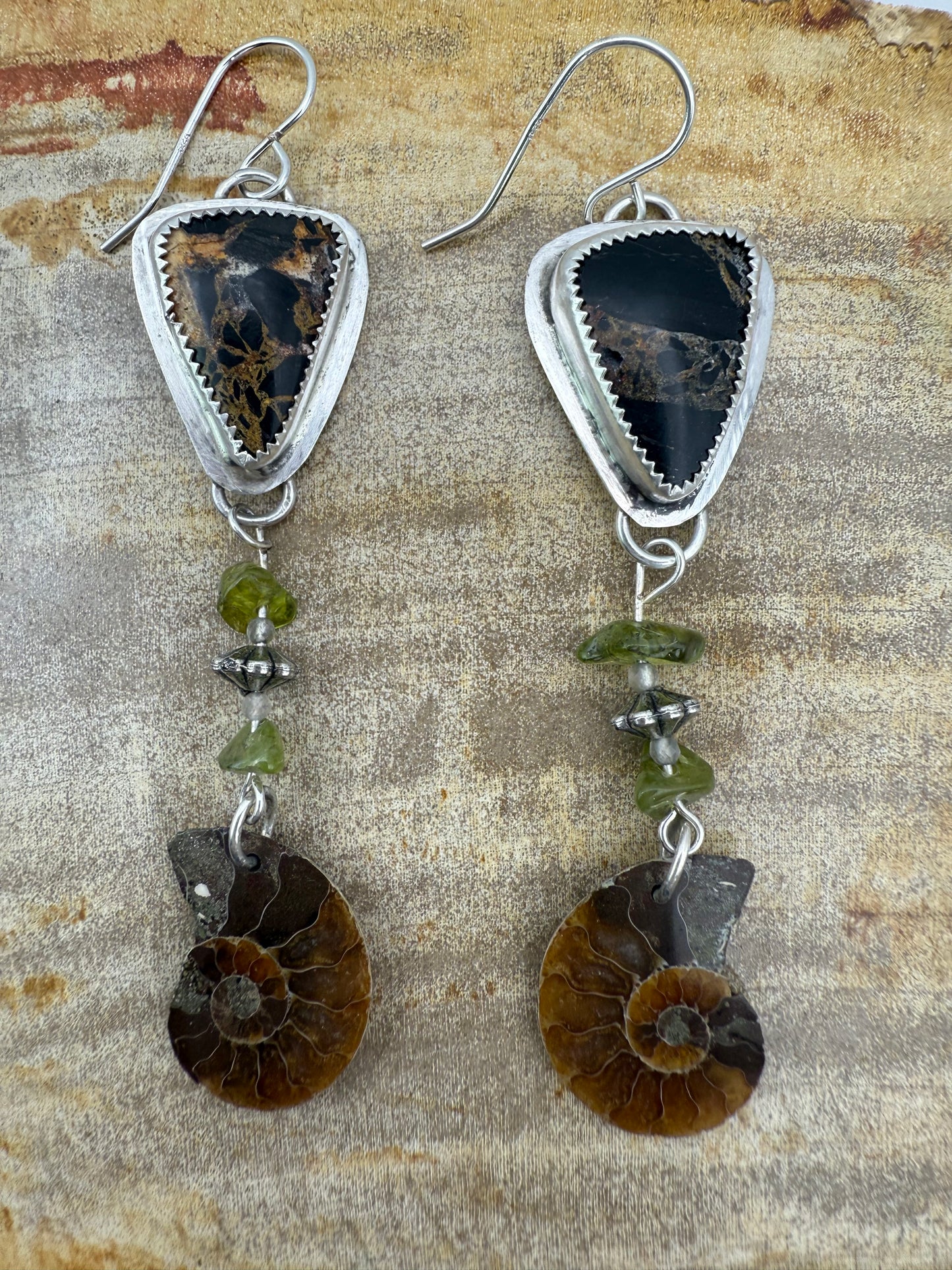 Fossil and Iron Buffalo Earrings