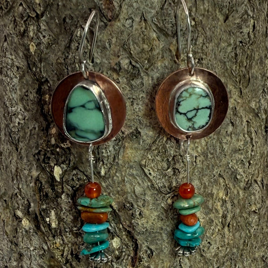 Copper and Variscite Earrings