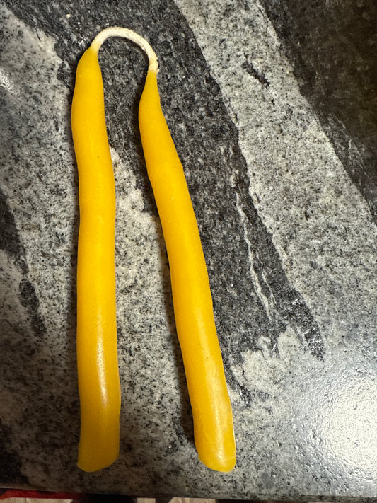 Pair hand dipped beeswax candles
