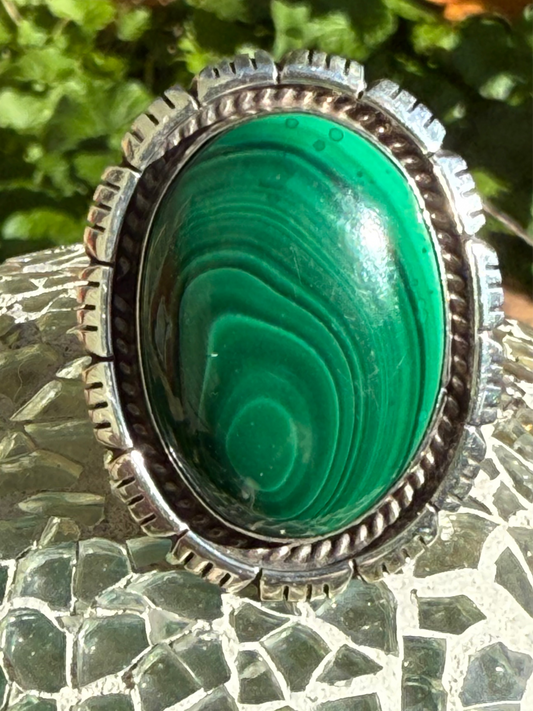 Vintage Malachite signed ring