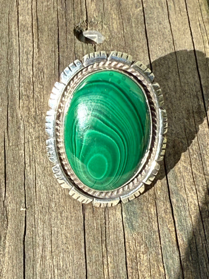 Vintage Malachite signed ring