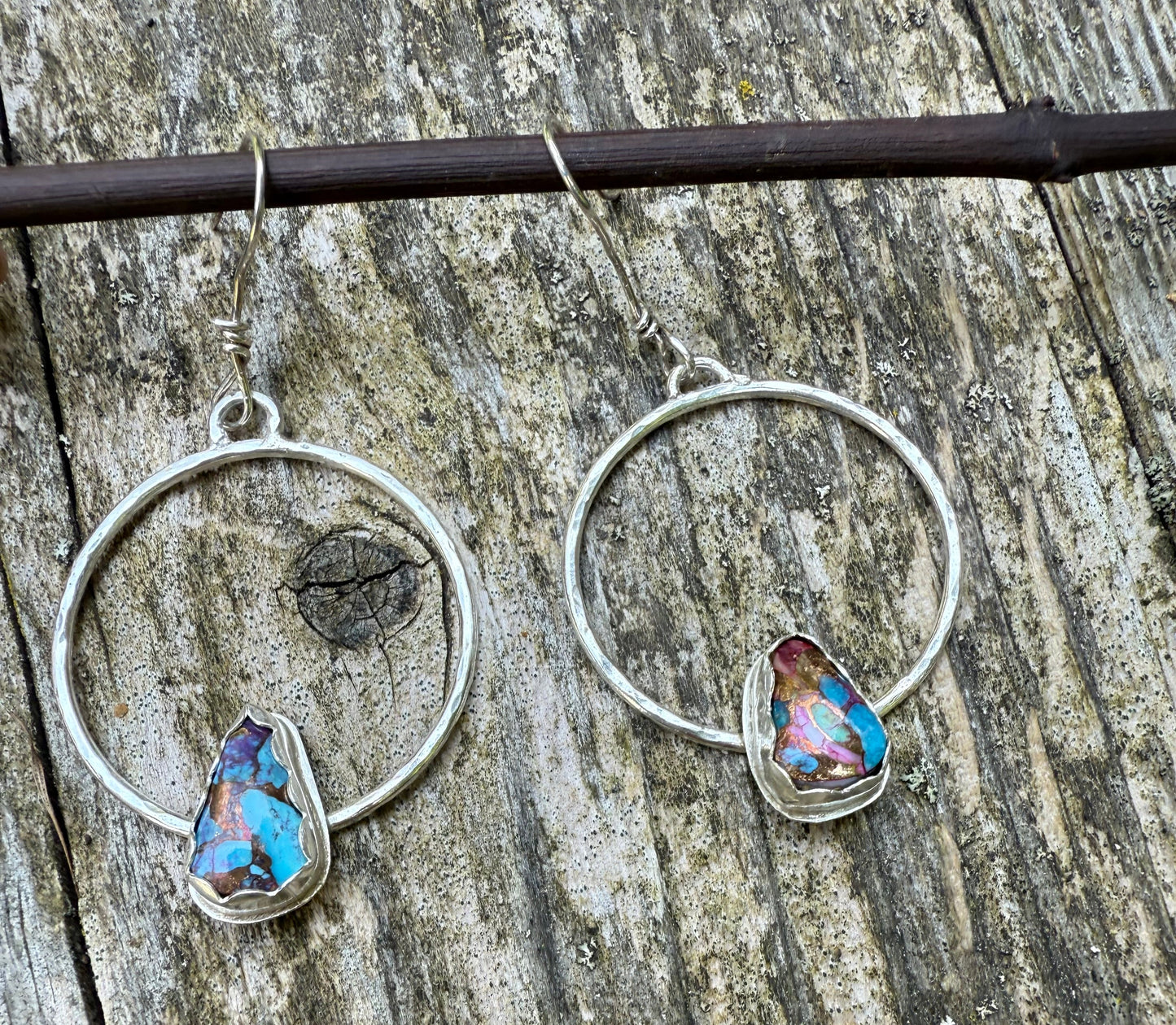 Hoops with Purple Mojave Stones