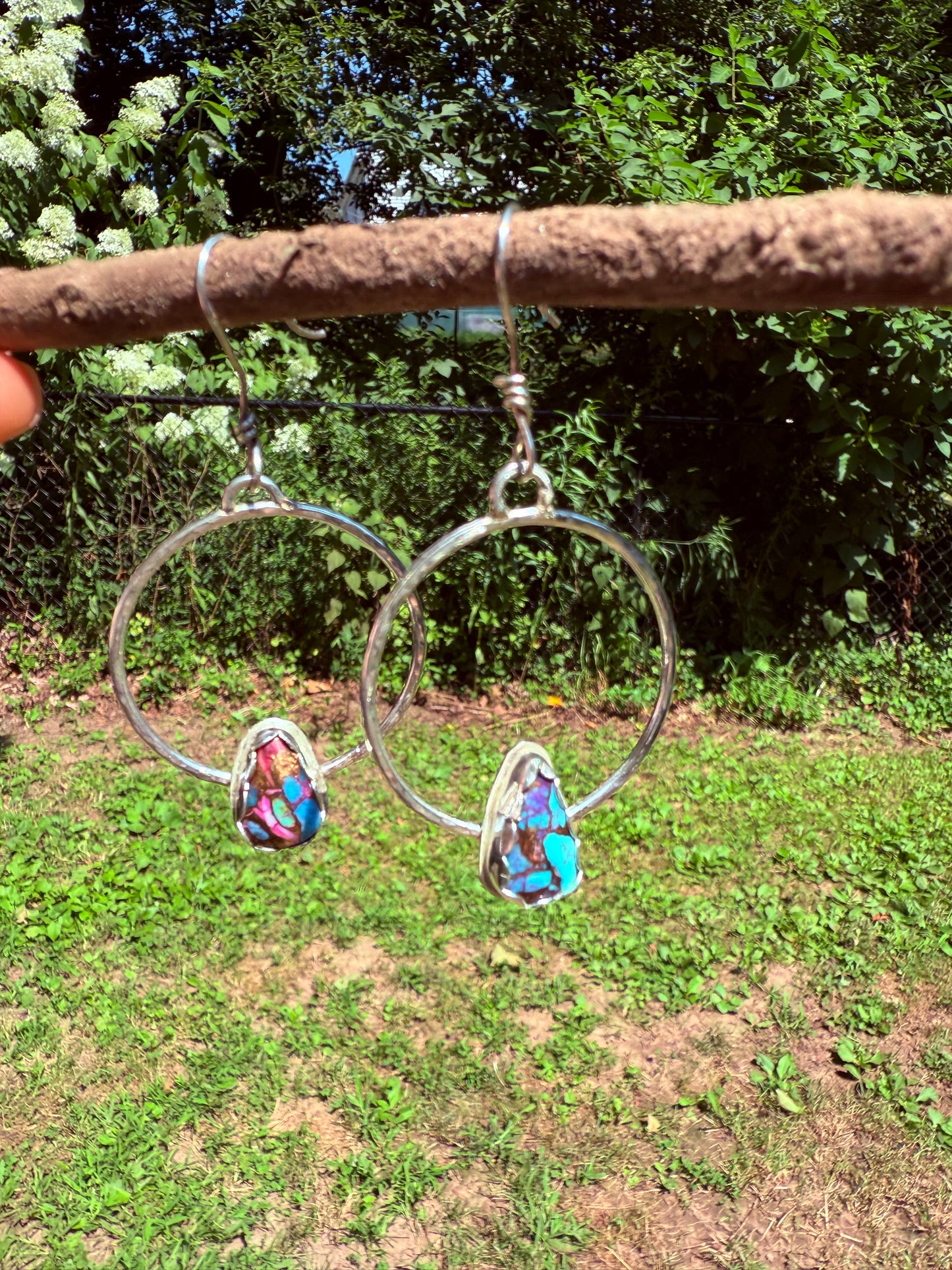 Hoops with Purple Mojave Stones