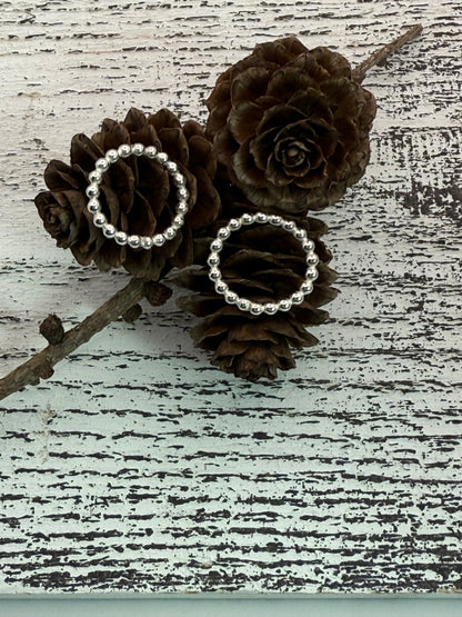 Beaded Hoops of Sterling Silver