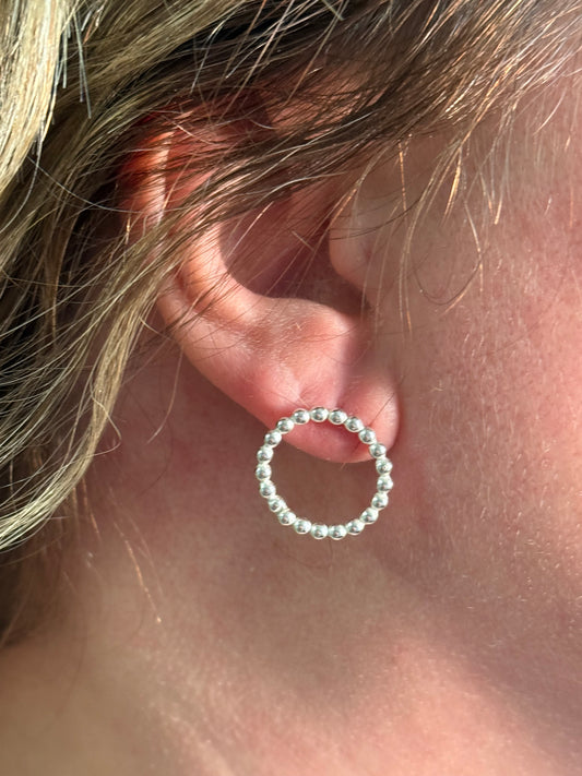 Beaded Hoops of Sterling Silver