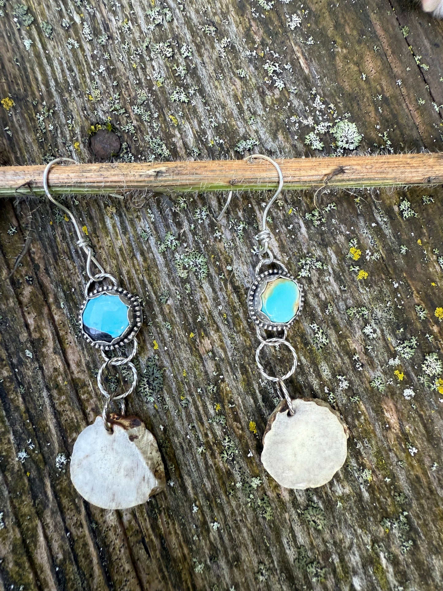 Turquoise and Antler Earrings