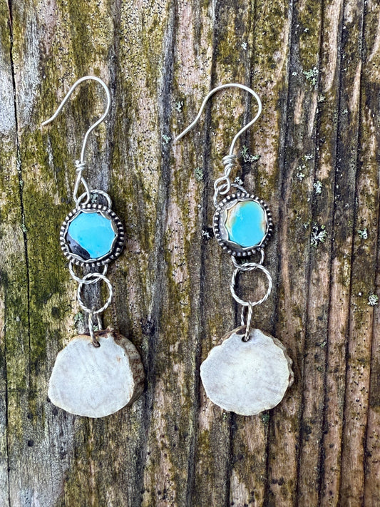 Turquoise and Antler Earrings