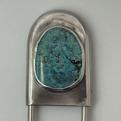 Turquoise Safety Pin Key Chain #1