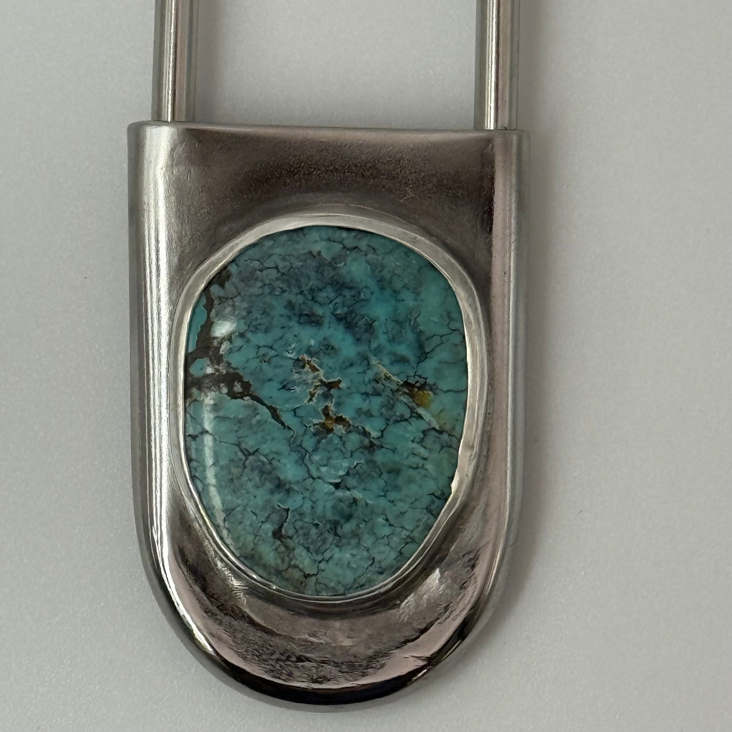 Turquoise Safety Pin Key Chain #1