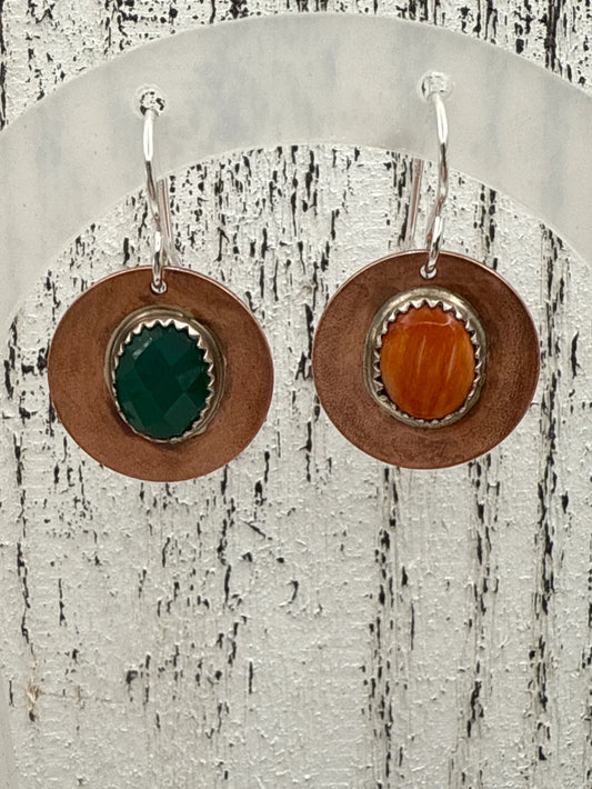 Copper Asymetrical earrings