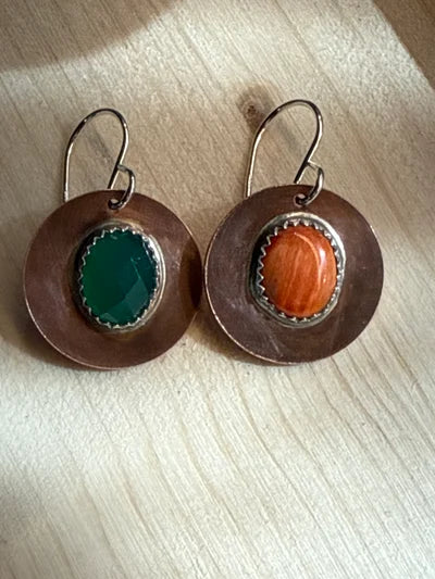 Copper Asymetrical earrings