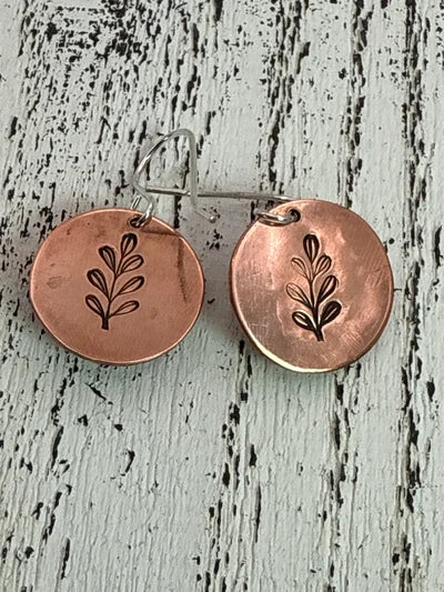 Textured Cooper Earrings with Turquoise